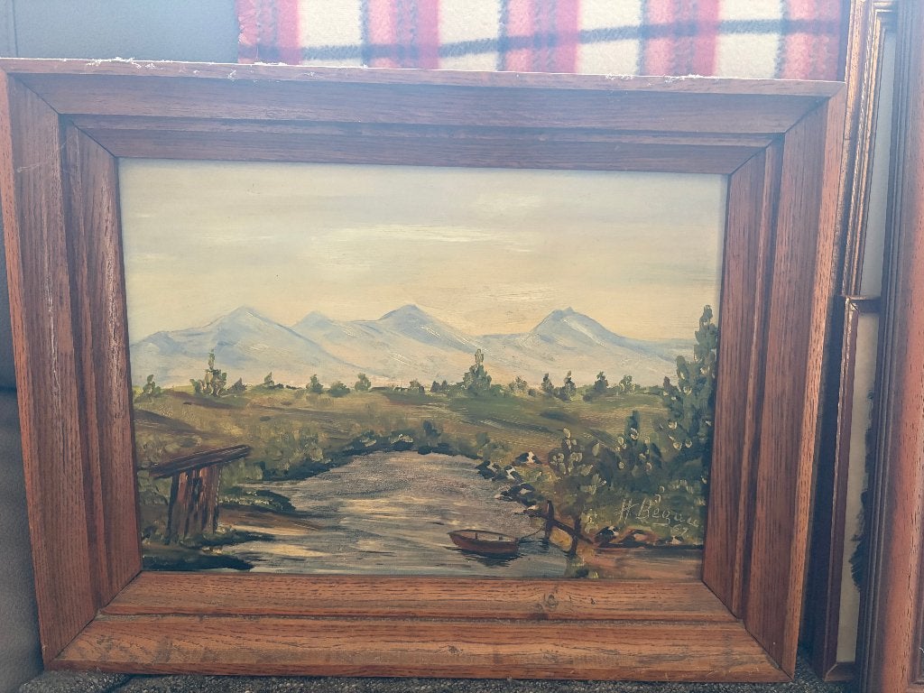 kader met schilderij landschap, Antiek en Kunst, Ophalen, Landschap, Paneel