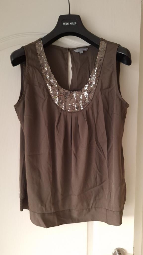 Glitter topje JBC khaki met pailetten, Kleding | Dames, Topjes, JBC, Ophalen of Verzenden, Maat 42/44 (L), Bruin