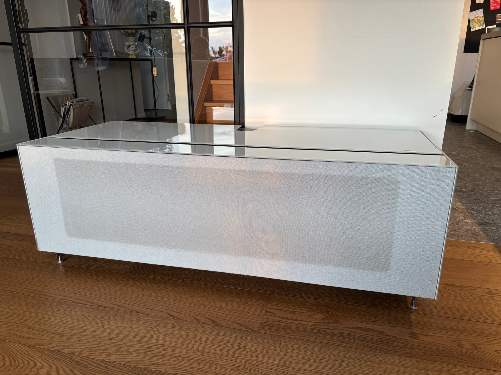 Spectral design tv-meubel / soundbar meubel – wit glas, Ophalen, Zo goed als nieuw, Glas