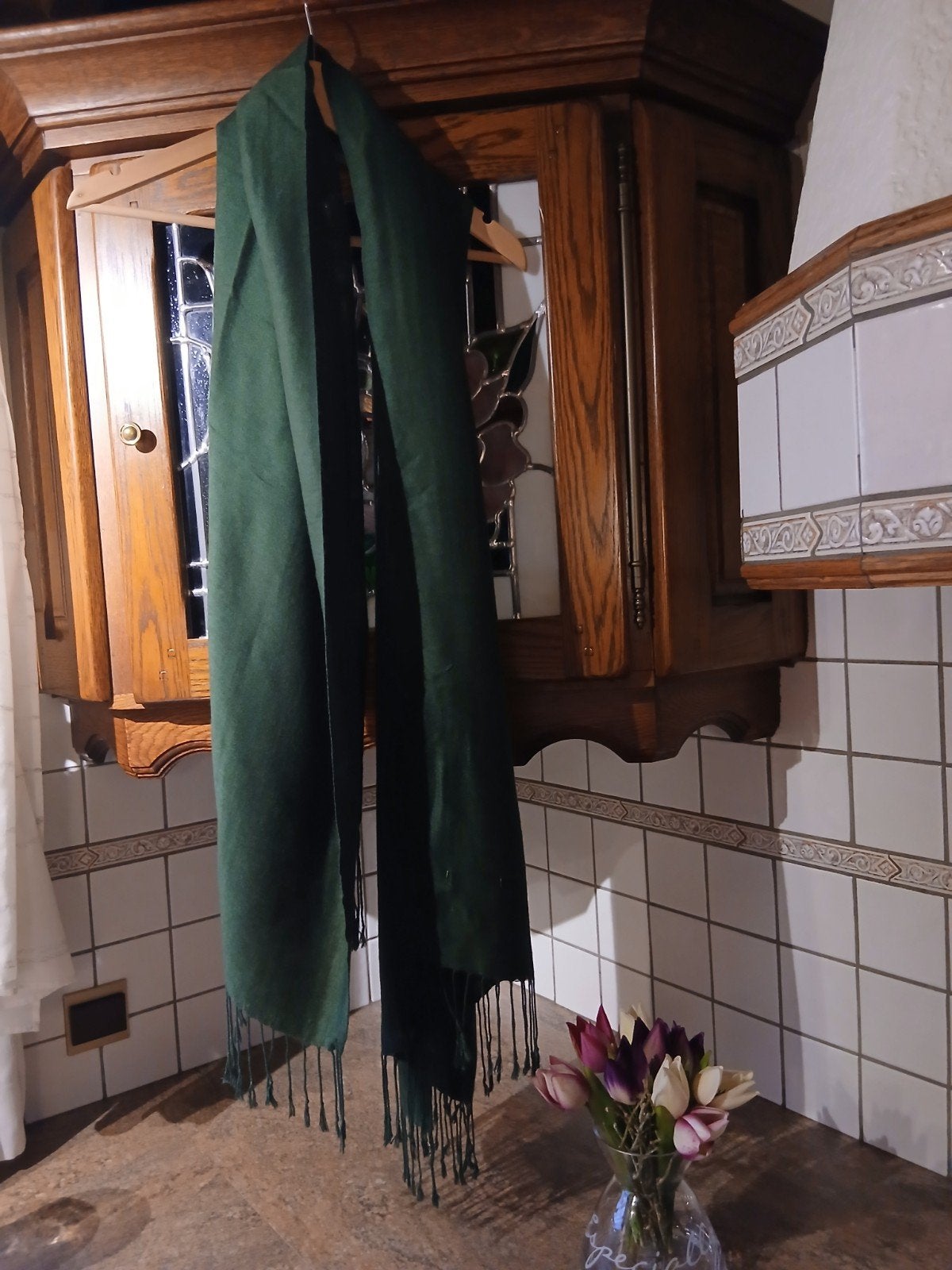 Dolce & ... Groene Pashmina Sjaal met Franjes (Mooie Staat), Enlèvement ou Envoi, Écharpe