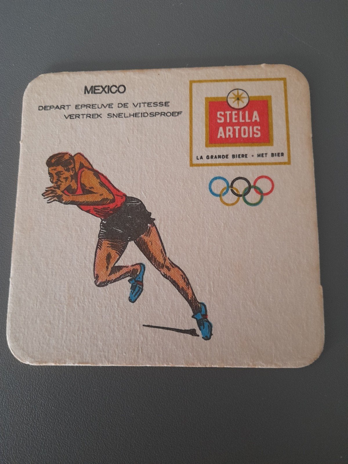 Tapis à bière Stella Artois pour les Jeux Olympiques de 1968, Collections, Enlèvement ou Envoi, Stella Artois