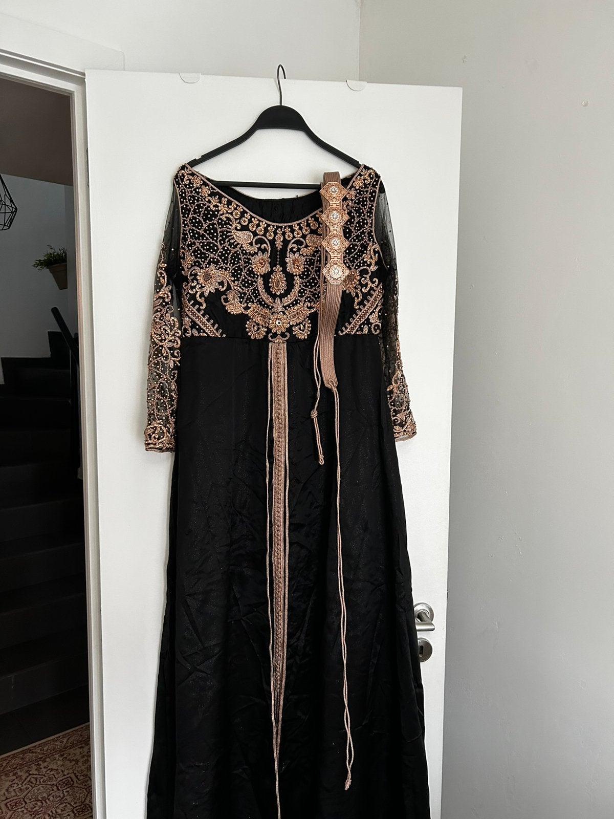 Takchita avondjurk in zwart en roségoud, Kleding | Dames, Ophalen, Zo goed als nieuw, Roze