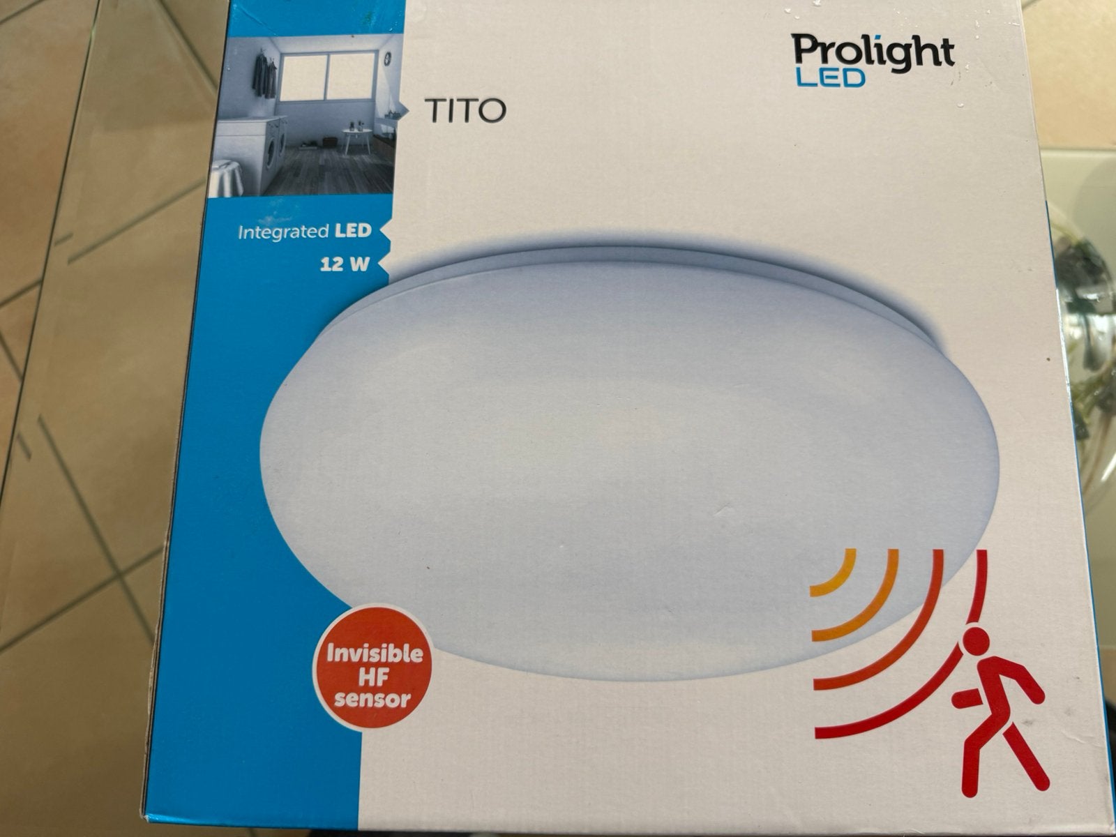 Plafonnier LED 12W 900 lm avec détecteur de mouvement –, Maison & Meubles, Blanc, Comme neuf, Enlèvement, Dimmable