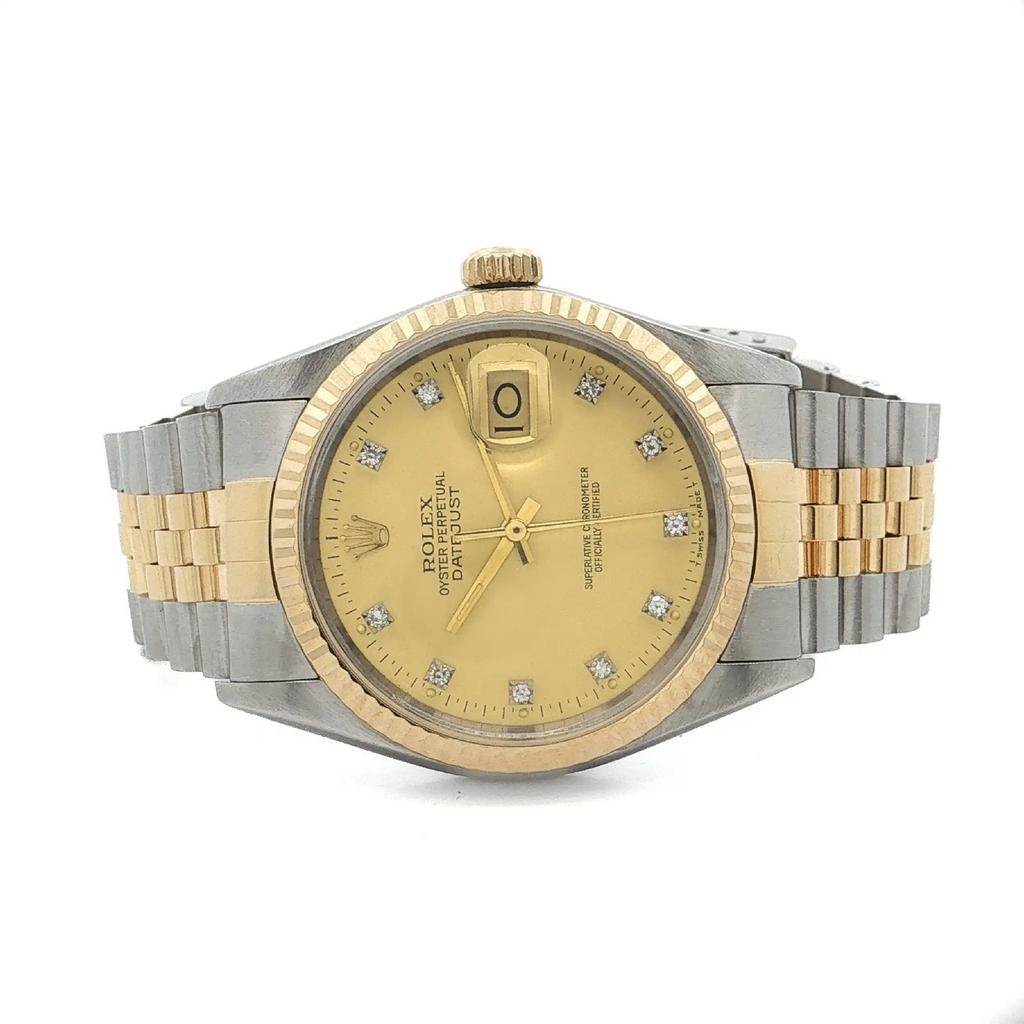 Rolex Datejust 36 18k goud / staal, Handtassen en Accessoires, Horloges | Heren, Ophalen of Verzenden, Goud, Rolex
