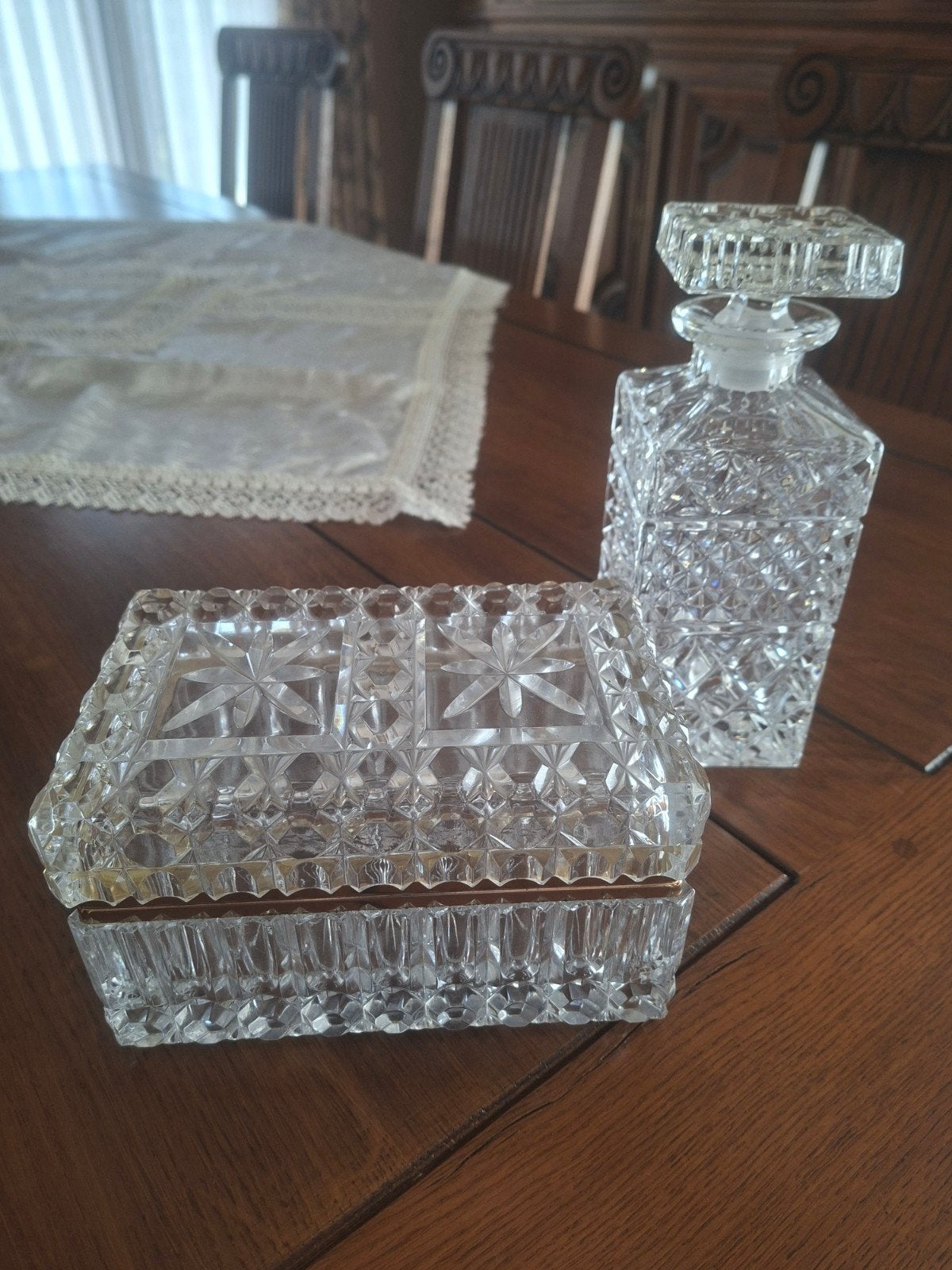 kristal antieke box en karaf, Antiek en Kunst, Ophalen