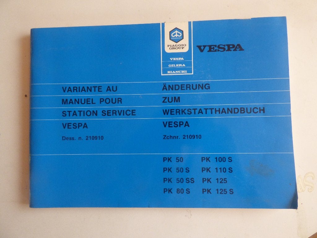 PIAGGIO VESPA PK WERKPLAATSHANDBOEK NR 210910, Ophalen of Verzenden