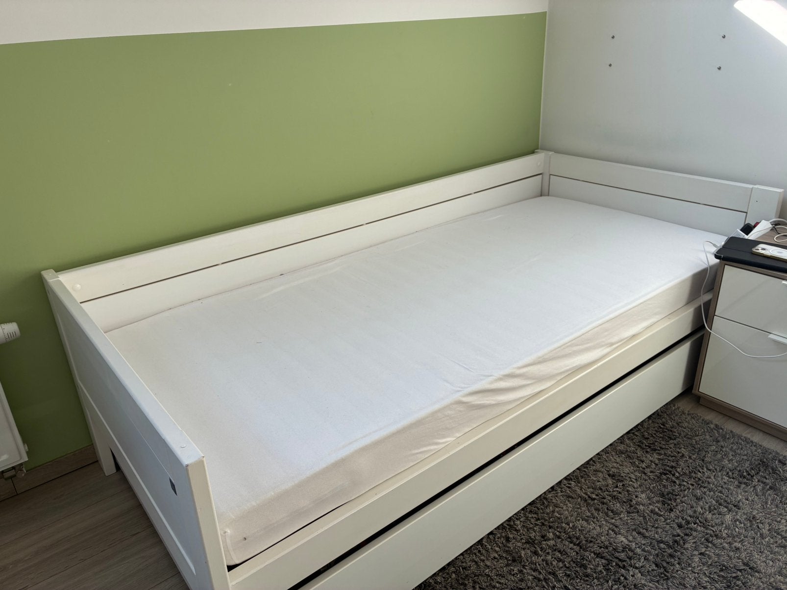 Bed life time wit met bedlade, Ophalen, Zo goed als nieuw, Wit