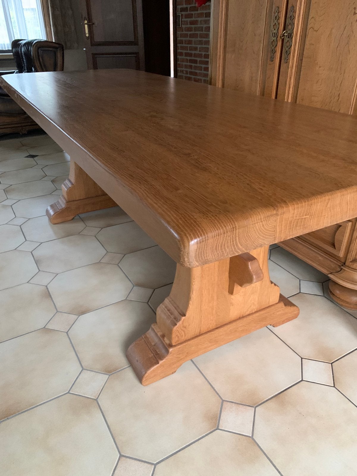 Tafel Eik Zwaar L 2.20 op 80. Blad 6 mm  Als Nieuw, Ophalen, Zo goed als nieuw
