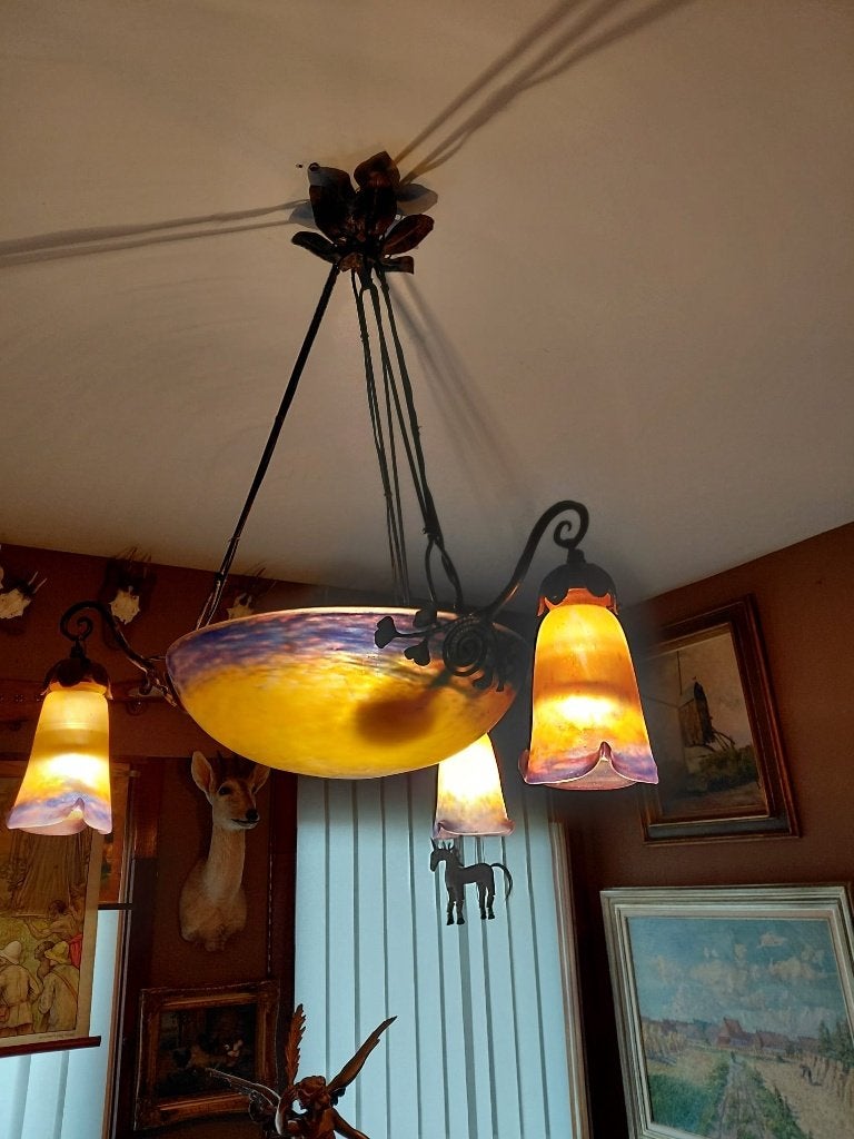 Luster, hanglamp (muller frere), Antiek en Kunst, Antiek | Verlichting, Ophalen of Verzenden