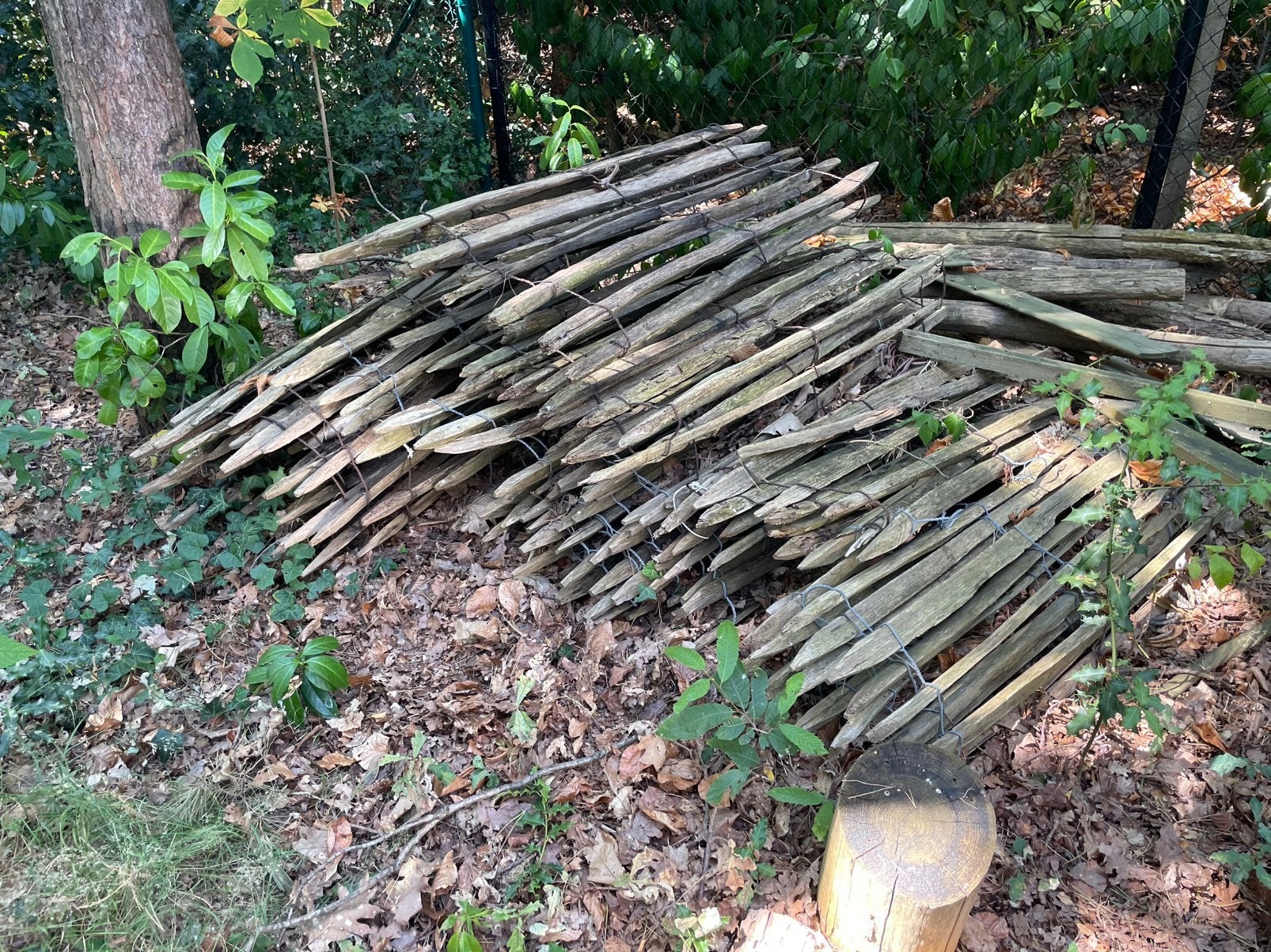 Clôture en châtaignier et sans bois de chauffage, Enlèvement, Utilisé