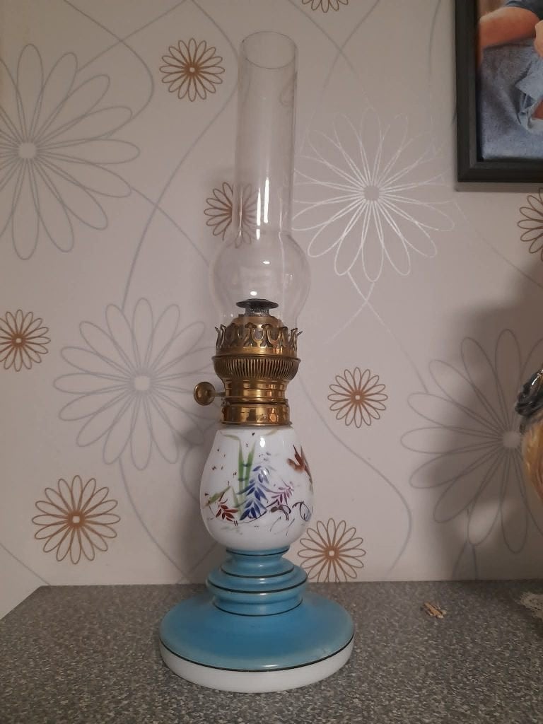 Opaline petroleumlamp, Ophalen of Verzenden