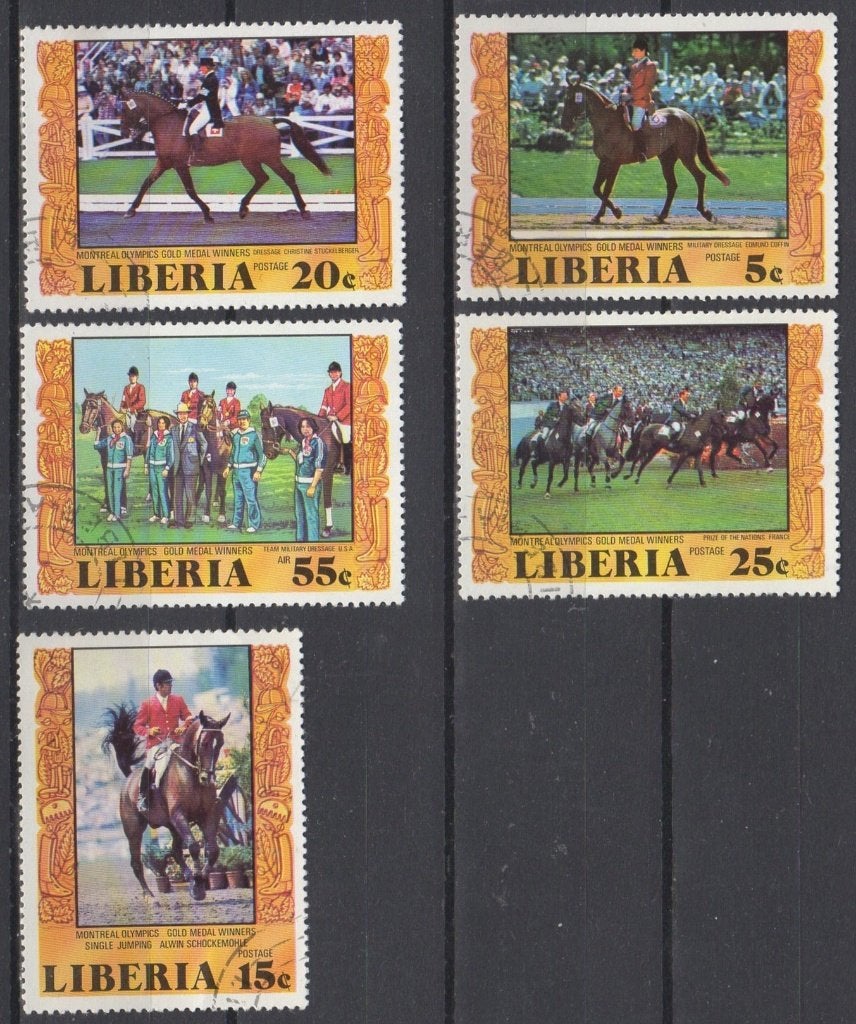 Liberia - Gouden Medaiile winnaars Jumping O.S.Montreal '76, Verzenden, Gestempeld