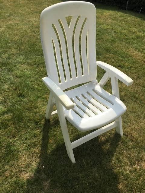 Tuinstoel wit, Jardin & Terrasse, Chaises de jardin, Enlèvement, Utilisé, Synthétique, Ajustable