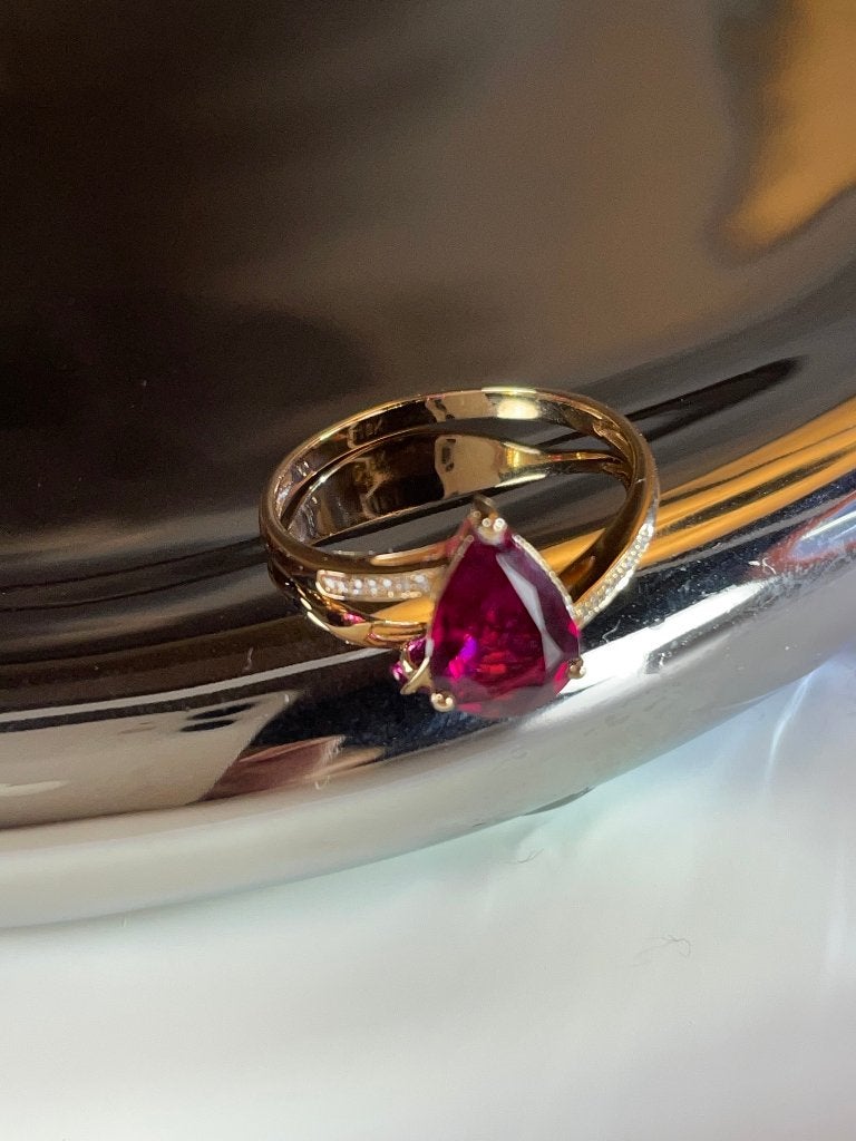 Bague Rubellite 18K avec Diamants, Bijoux, Sacs & Beauté, Bagues, Neuf, Femme ou Homme, Or, Avec strass