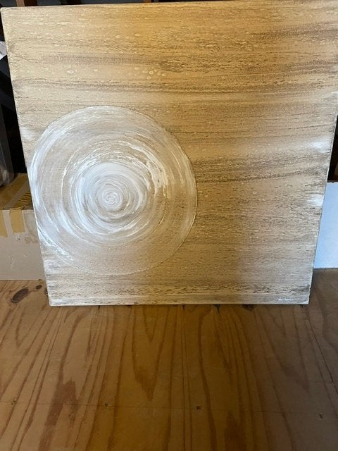 Schilderij landelijk 100x100 – gesigneerd, Ophalen, Overige stijlen, Doek, Overige technieken