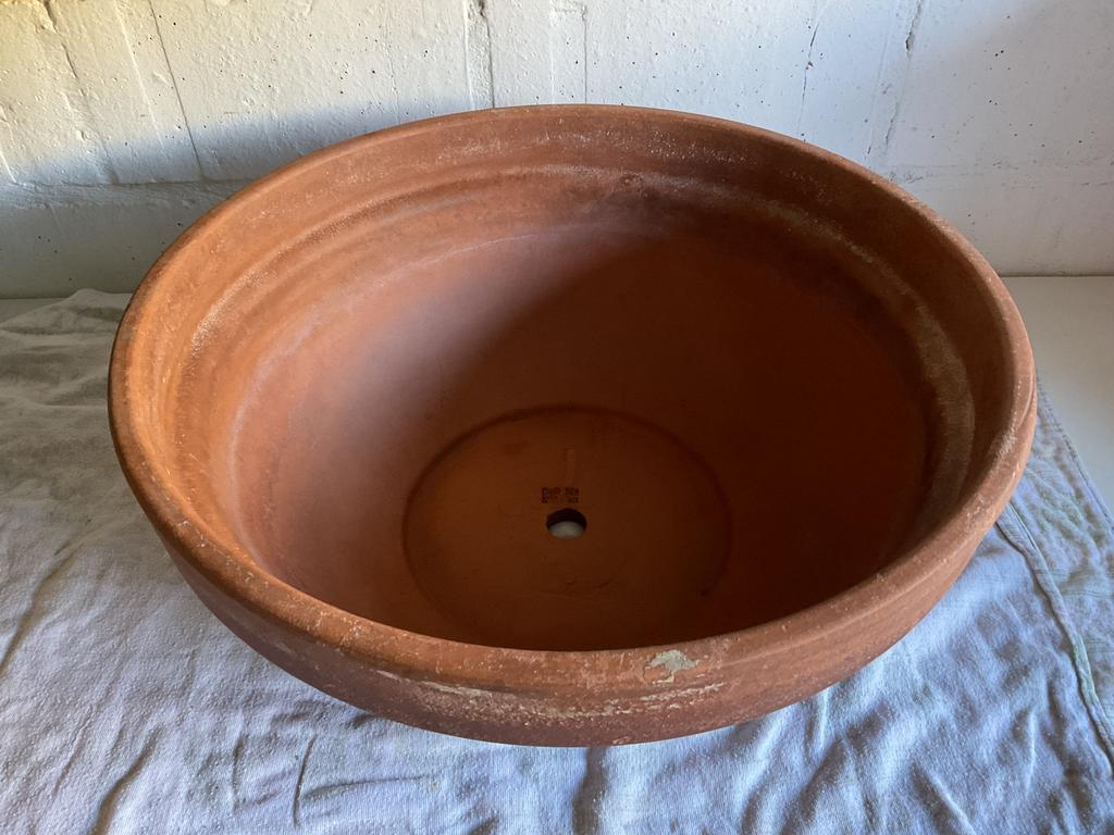 Terracotta bloempot Deroma 40, Tuin en Terras, Ophalen, Gebruikt, 40 cm of meer, Rond