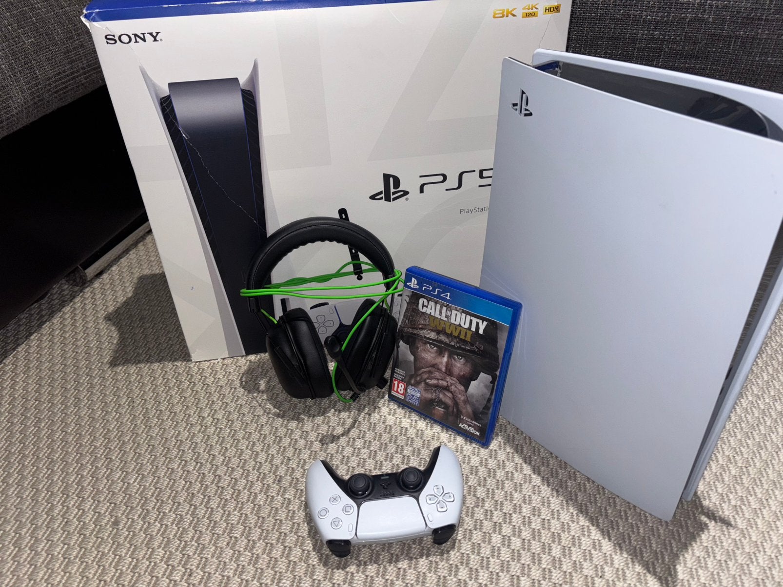PlayStation 5 Disc Edition + doos + headset + game, Ophalen, Zo goed als nieuw, Playstation 5