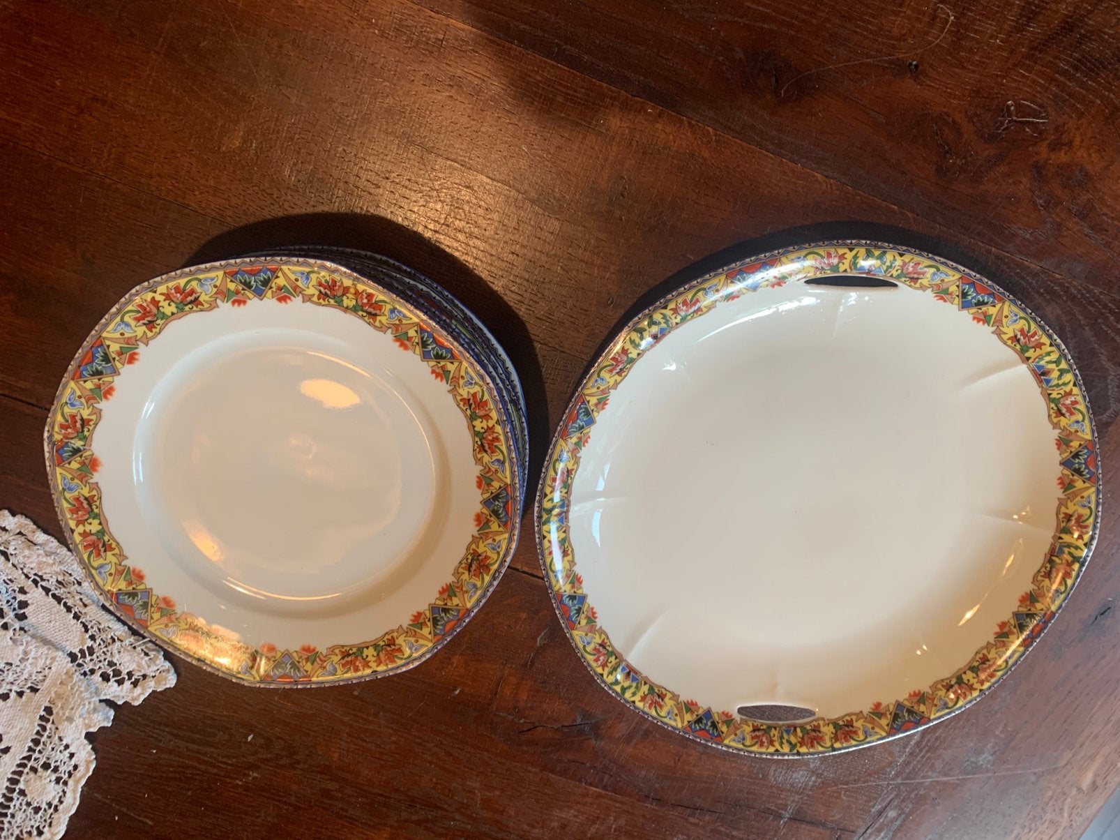 Vintage dessertschaal en borden, Ophalen