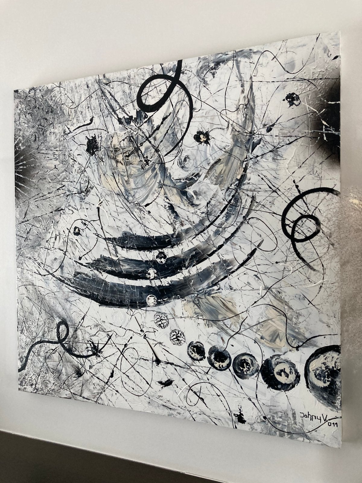 Abstract schilderij handgeschilderd op doek, Enlèvement ou Envoi