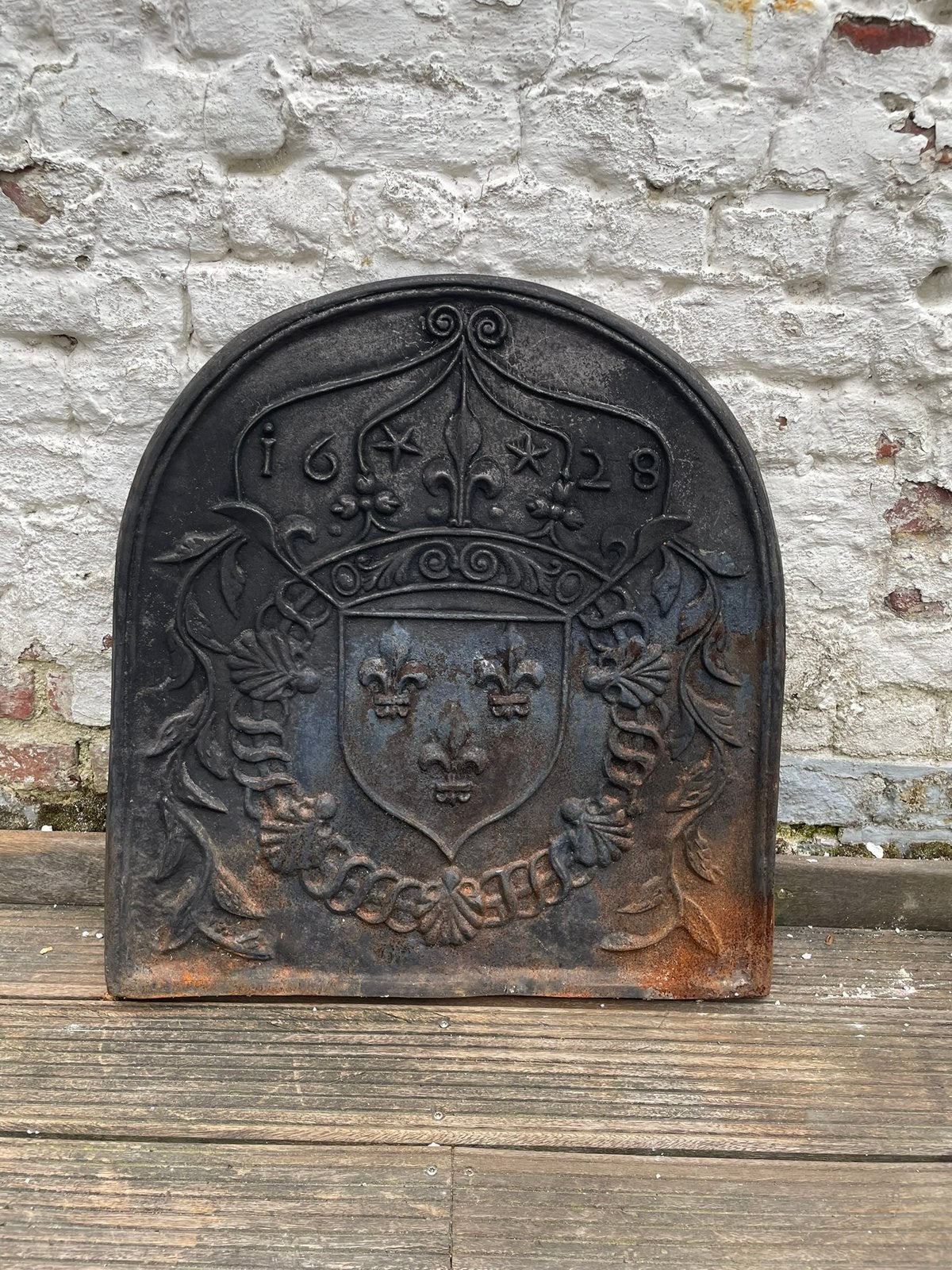 1628 gietijzeren haardplaat - zeldzaam stuk, Ophalen, Gebruikt