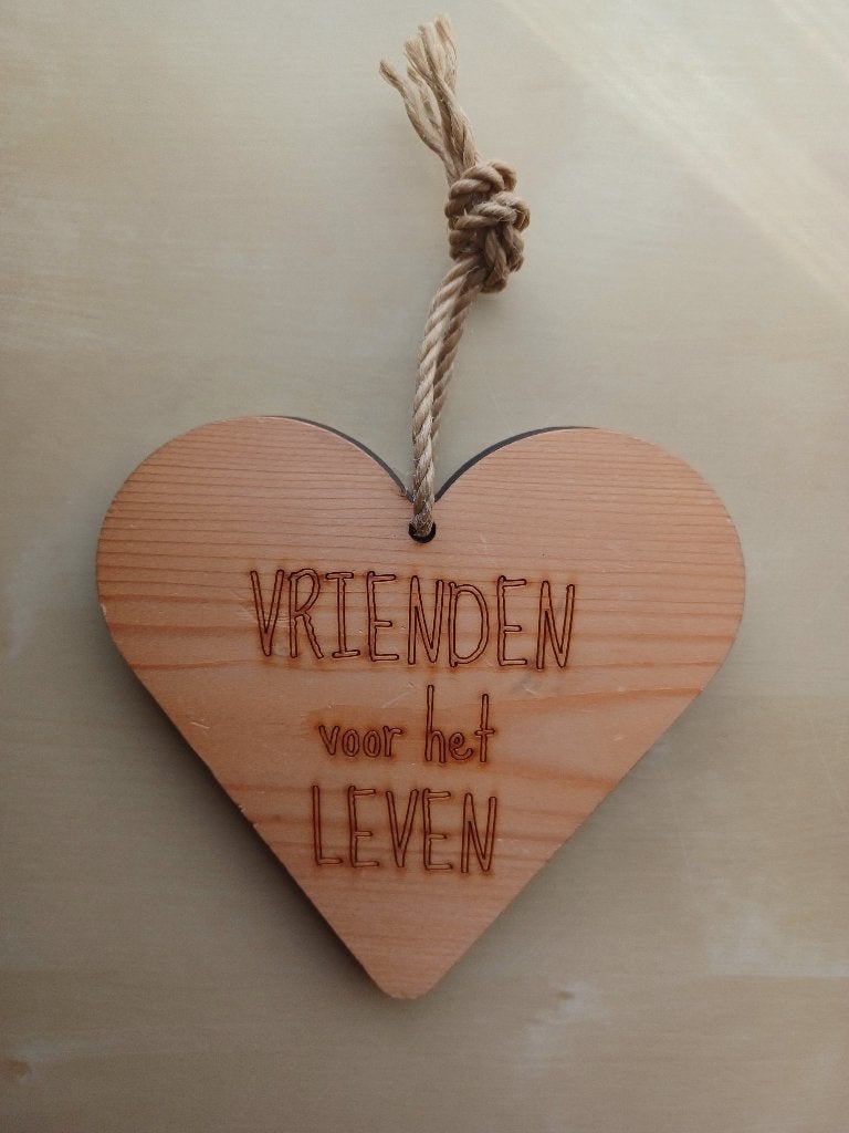Houten Teksthart - Vrienden voor het Leven, Overige typen, Ophalen of Verzenden, Zo goed als nieuw, Hout