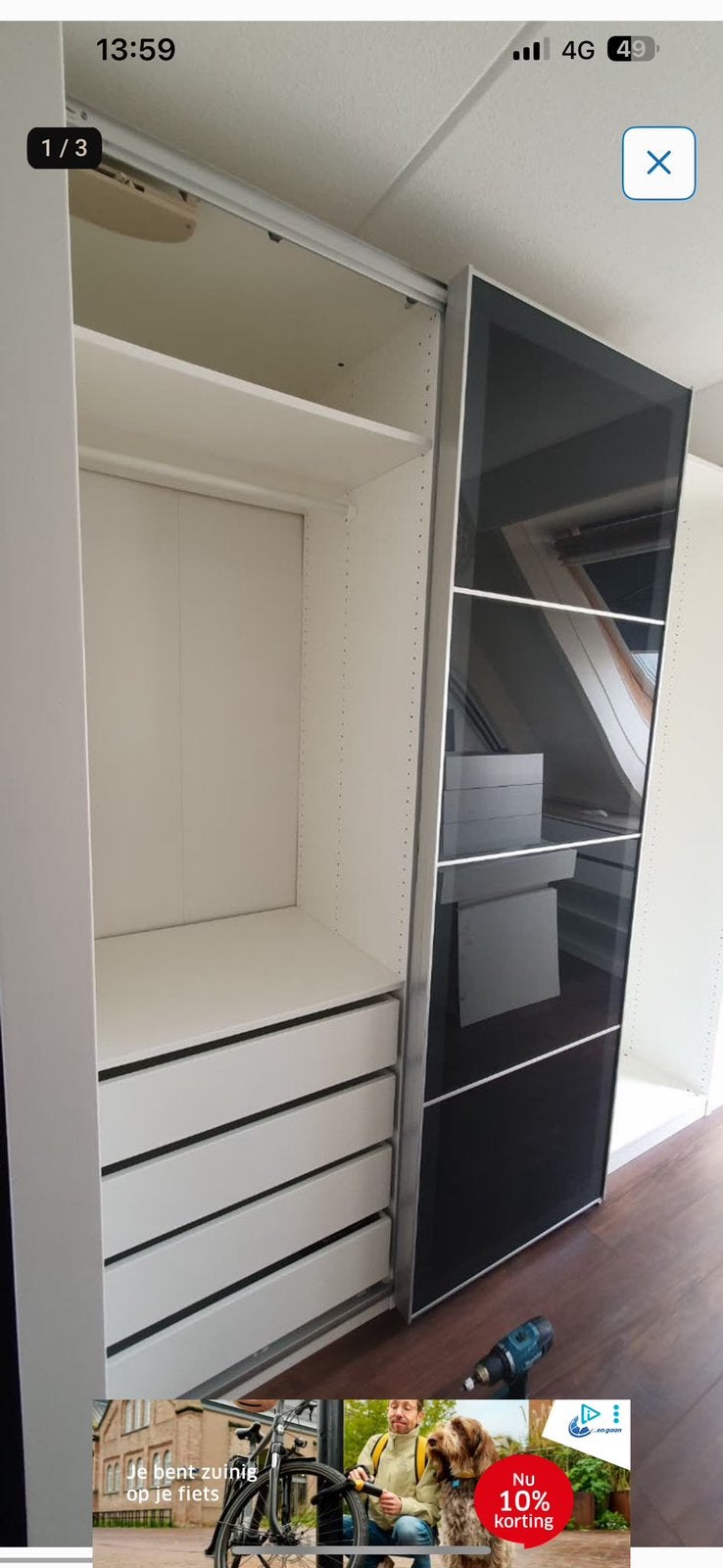Pax kast alleen de Schuifdeuren te koop, Ophalen, 100 tot 150 cm, 200 cm of meer, Glas