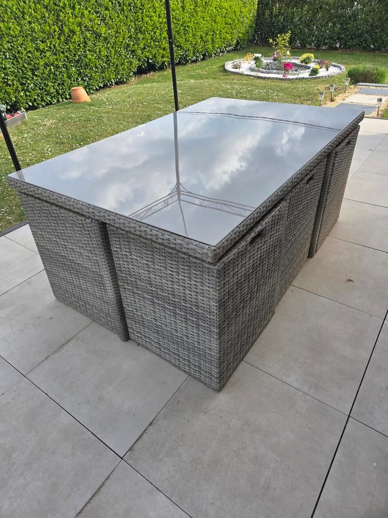 Tuintafel met 6 fauteuils, Tuin en Terras, Ophalen