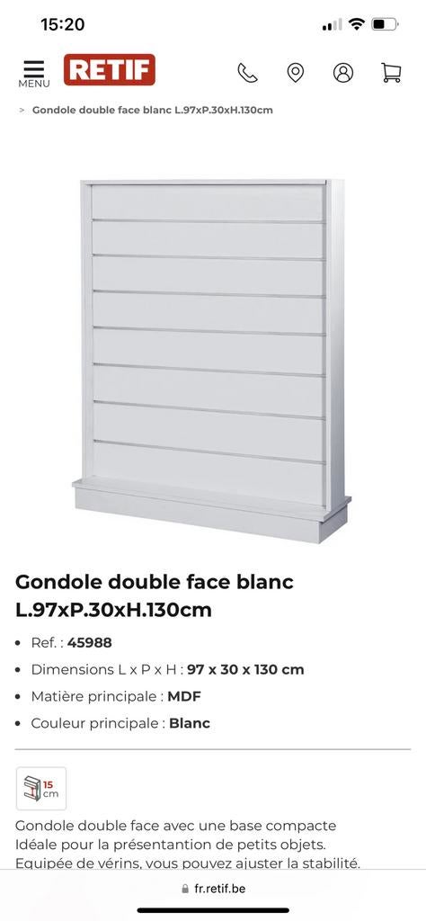 Gondole double face comme neuf 17 pieces disponibles, Articles professionnels, Enlèvement