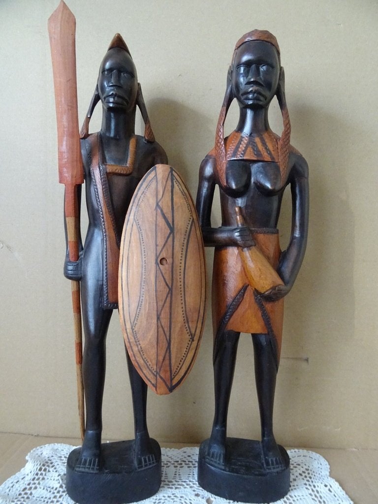 Sculpture africaine en bois homme et femme Masaï Kenya 46cm, Antiquités & Art, Art | Art non-occidental, Enlèvement ou Envoi