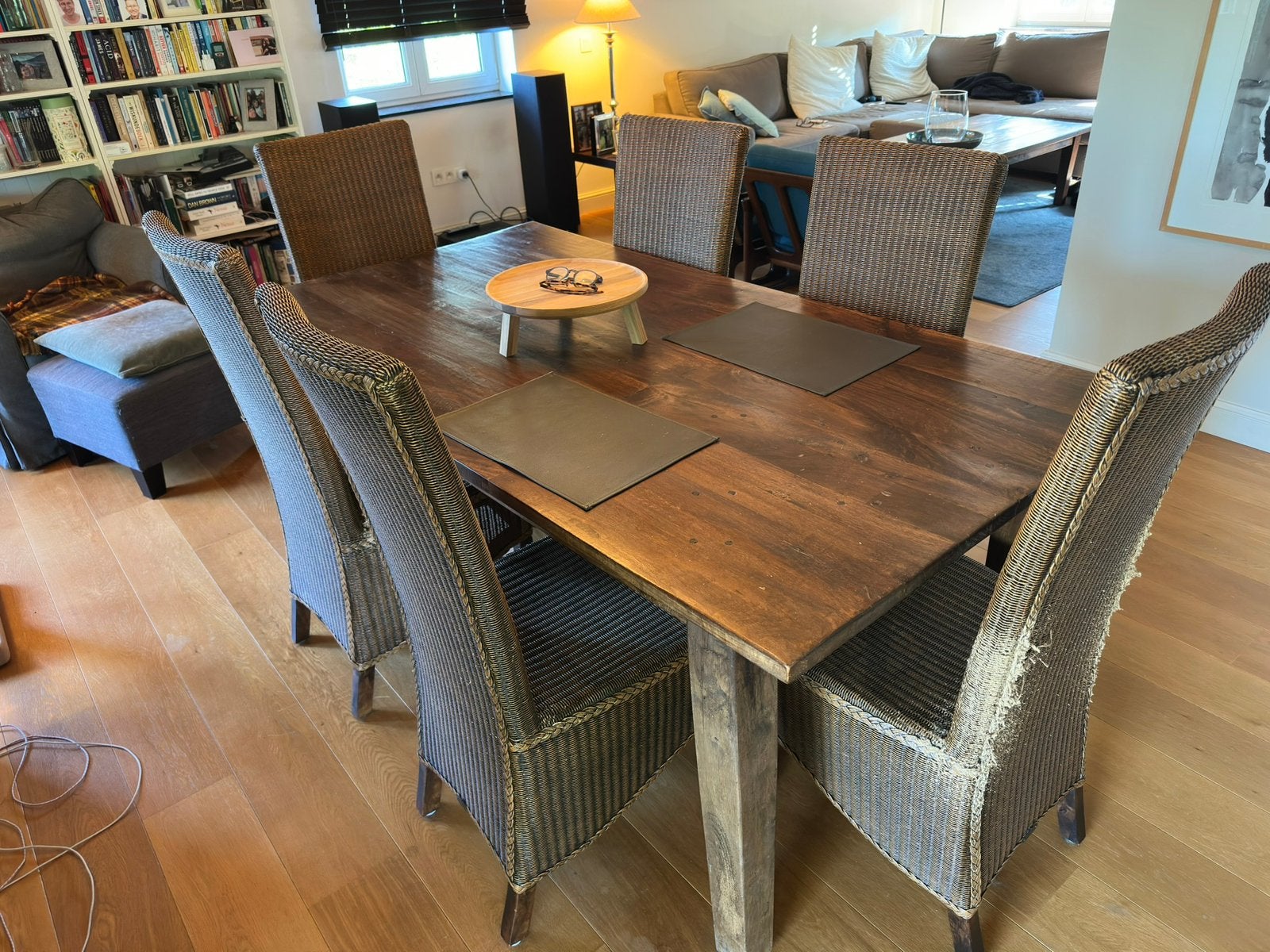 Eiken tafel met 6 stoelen, Maison & Meubles, Salles à manger complètes, Enlèvement, Utilisé, 4 à 6 chaises