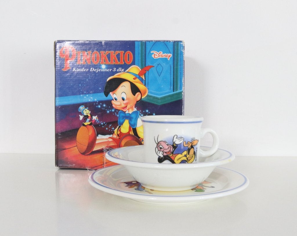 3-delige Disney Pinokkio kinderontbijtset met doos., Verzamelen, Ophalen of Verzenden, Zo goed als nieuw