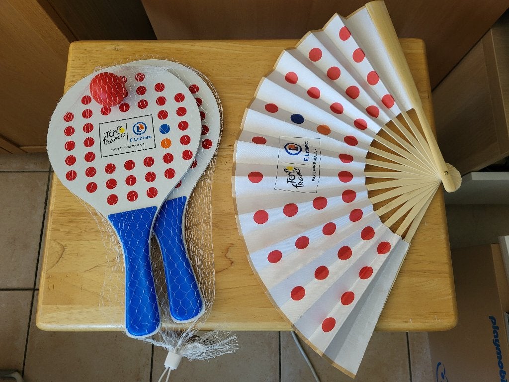 Lot de raquettes de plage + éventail Leclerc Tour de France, Enlèvement, Neuf, Autres types