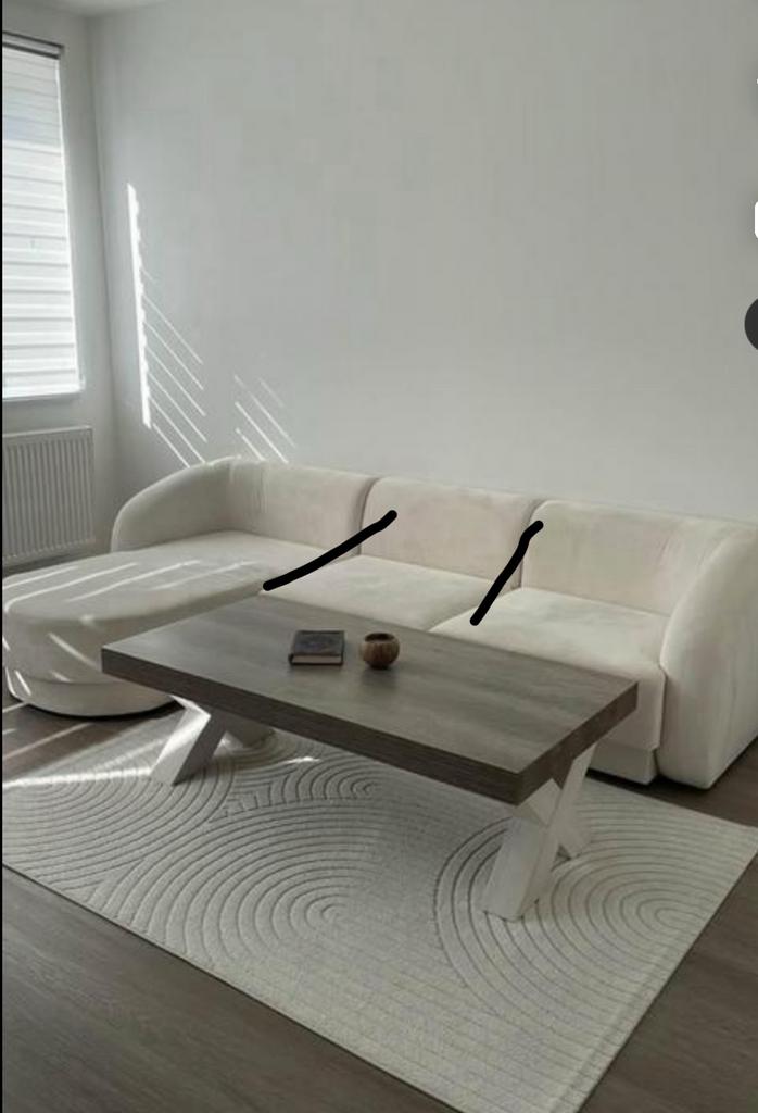 zetel - 3,5 zits hoekbank bobby links - velvet - creme, Ophalen, Scandinavië stijl, Hoekbank, Driepersoons