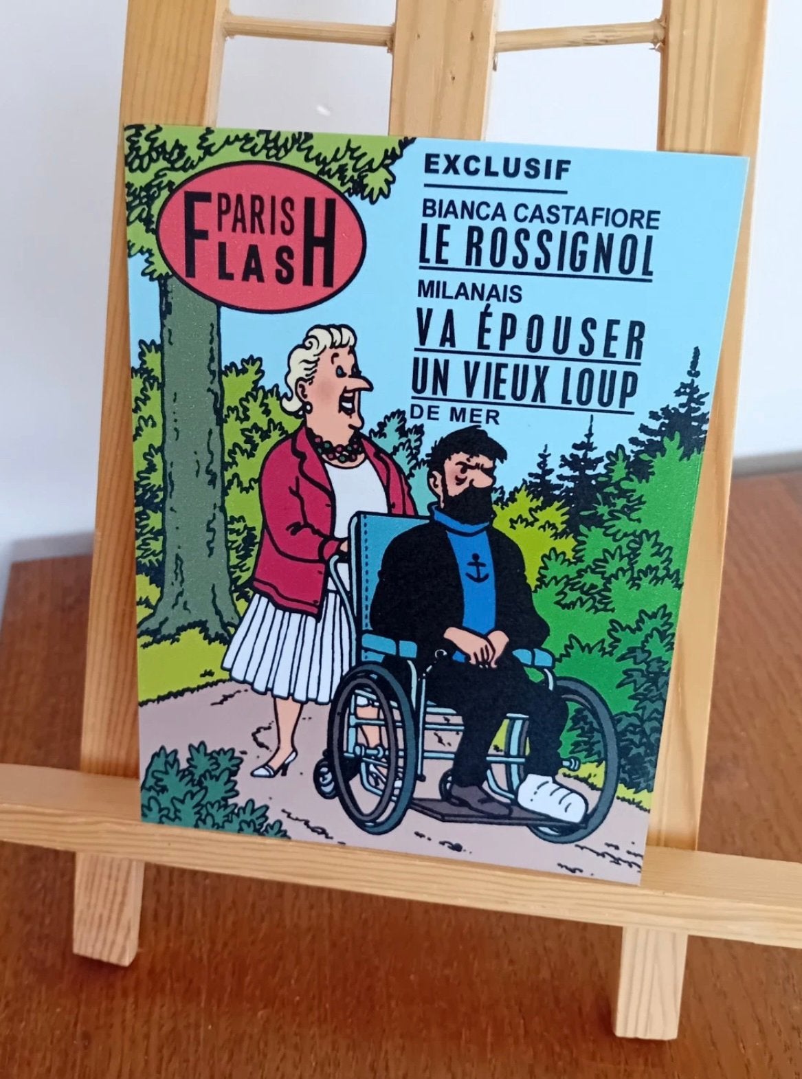 Kuifje postkaart Kuifje en de juwelen van Castafiore, Verzamelen, Stripfiguren, Zo goed als nieuw, Overige typen, Kuifje, Verzenden