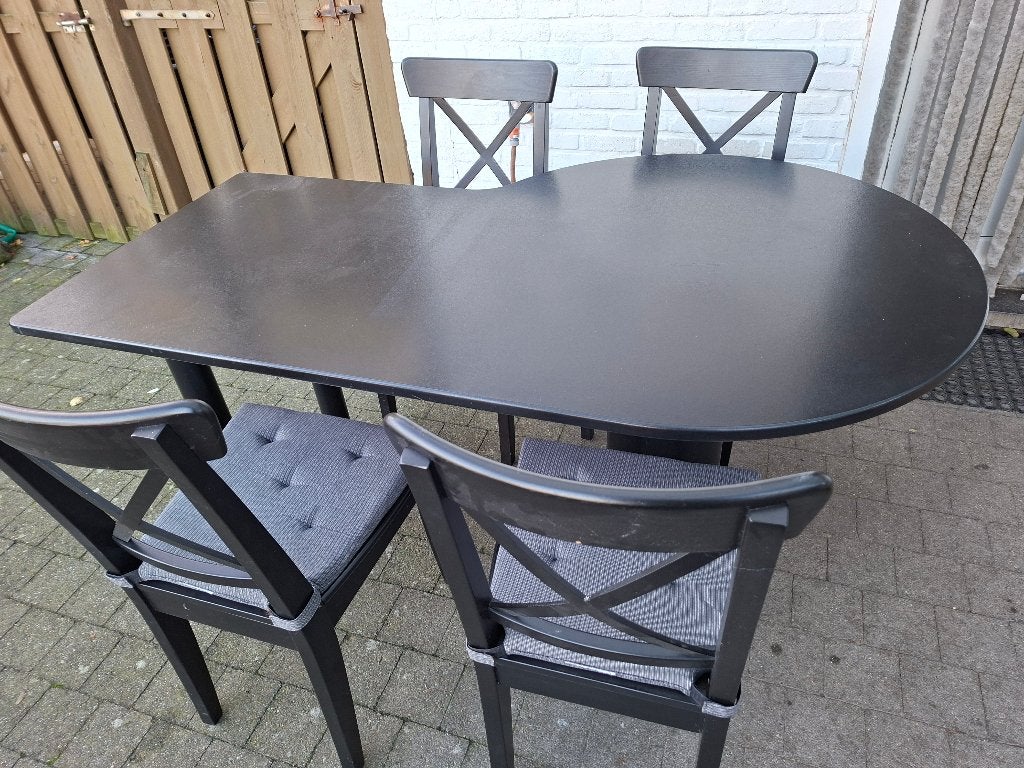 Tafel met 4 stoelen, Huis en Inrichting, Ophalen, Gebruikt, Overige materialen