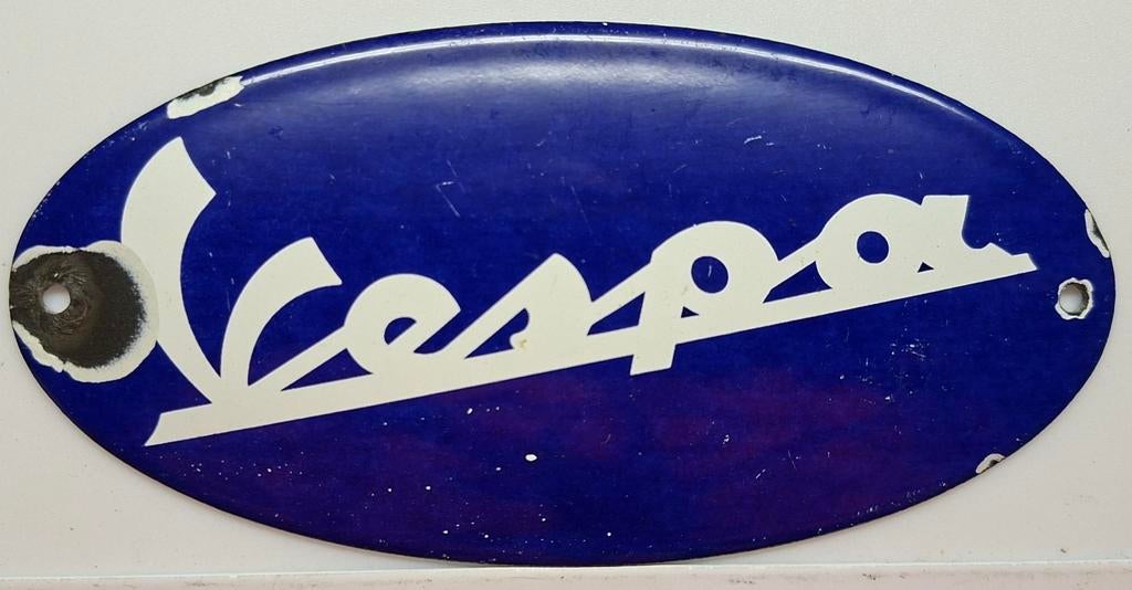 Authentieke geëmailleerde plaat „VESPA”, Antiek en Kunst, Ophalen of Verzenden