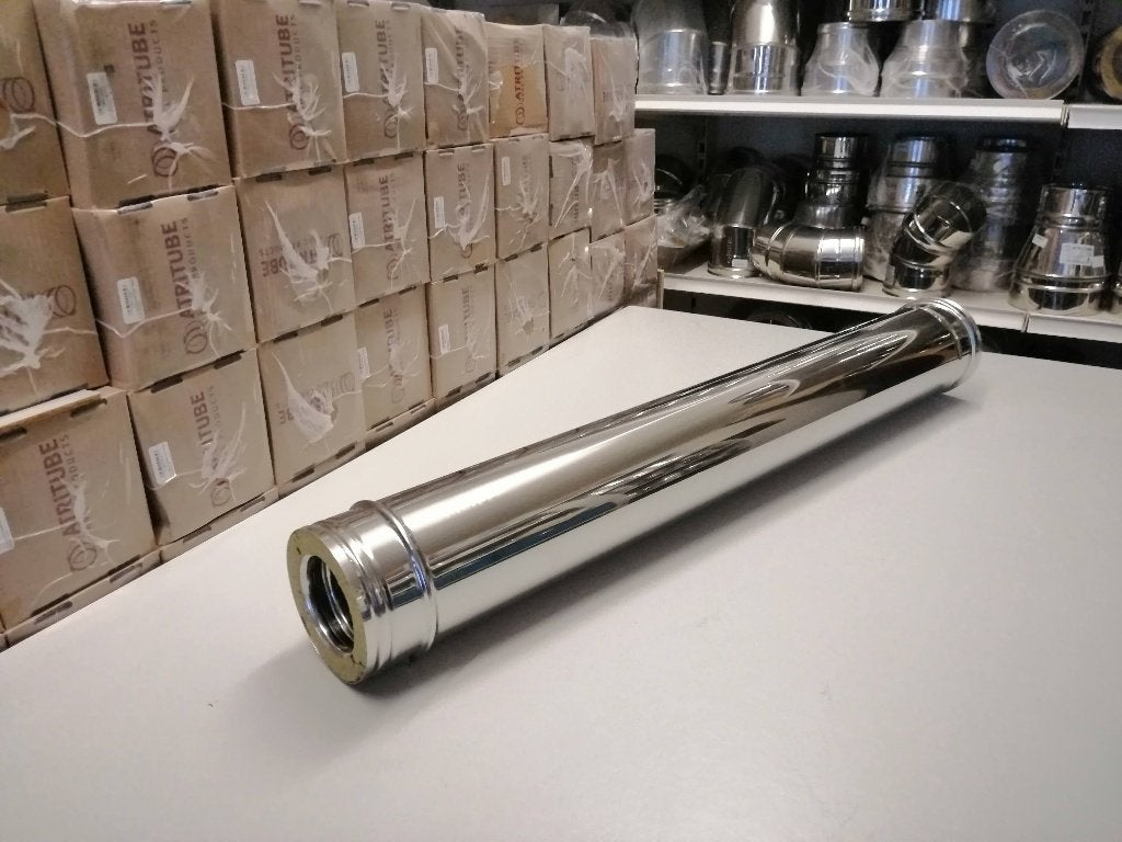 Conduit de fumée à double paroi 80/130, Neuf, Inox, 80 mm ou plus, Buse droite