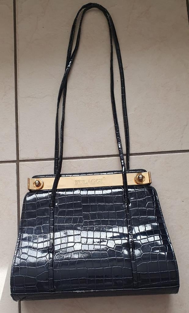 Bulaggi Schoudertas Zwart Kunstleer - Croco Print, Overige merken, Gebruikt, Zwart, Ophalen of Verzenden