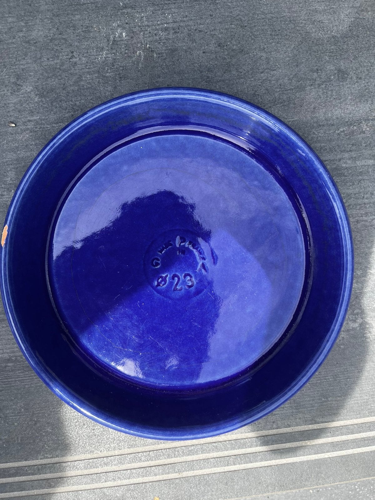 Soucoupe en céramique émaillée bleu cobalt - Made in France, Enlèvement ou Envoi, Comme neuf