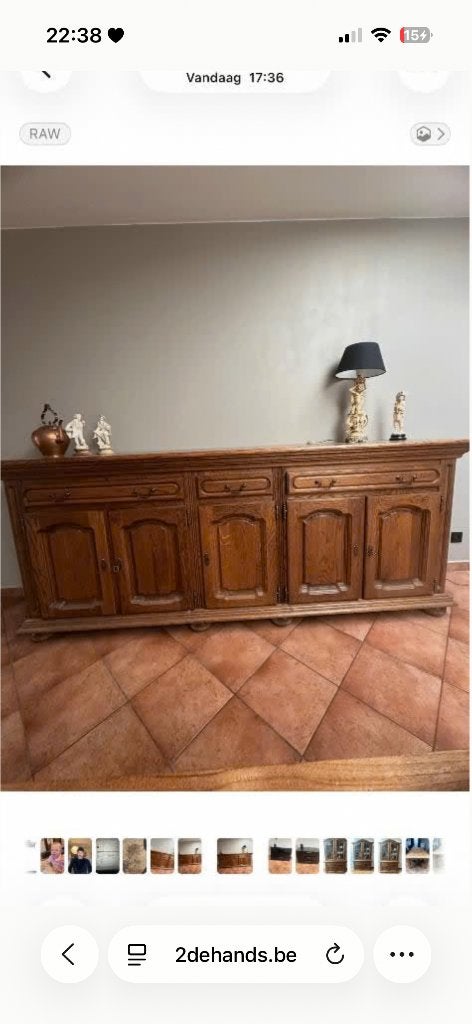 Eiken dressoir kast, Ophalen, Klassiek, Eikenhout, Zo goed als nieuw