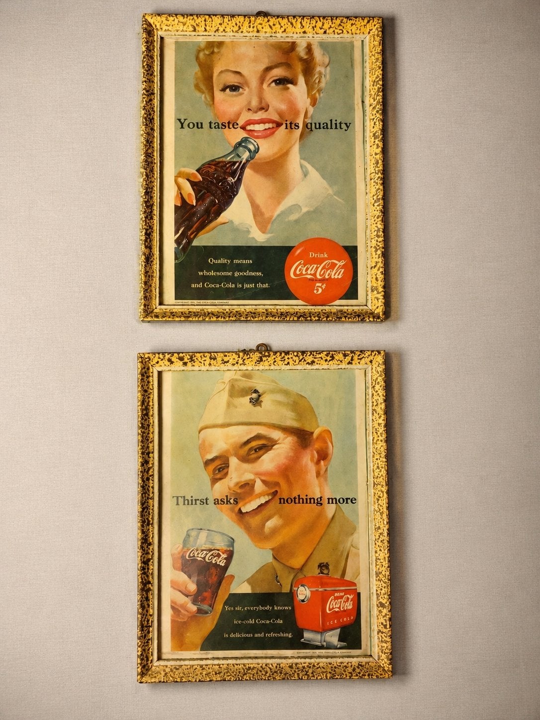 Ensemble de2 impressions murales vintage Coca-Cola décoratif, Enlèvement ou Envoi, Utilisé, Panneau publicitaire