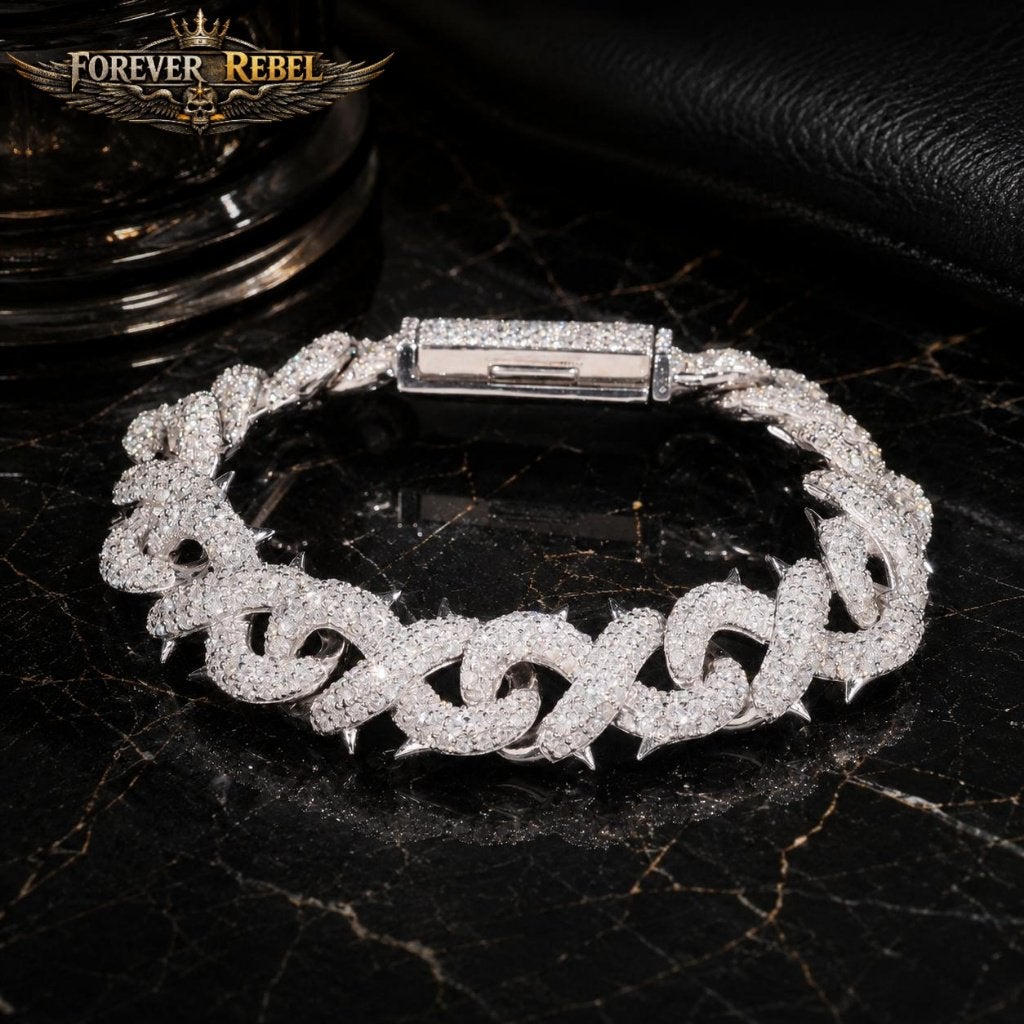 The Sovereign - 925 Zilver met VVS moissanite, Bijoux, Sacs & Beauté, Bracelets, Neuf, Avec pierre précieuse, Argent, Argent