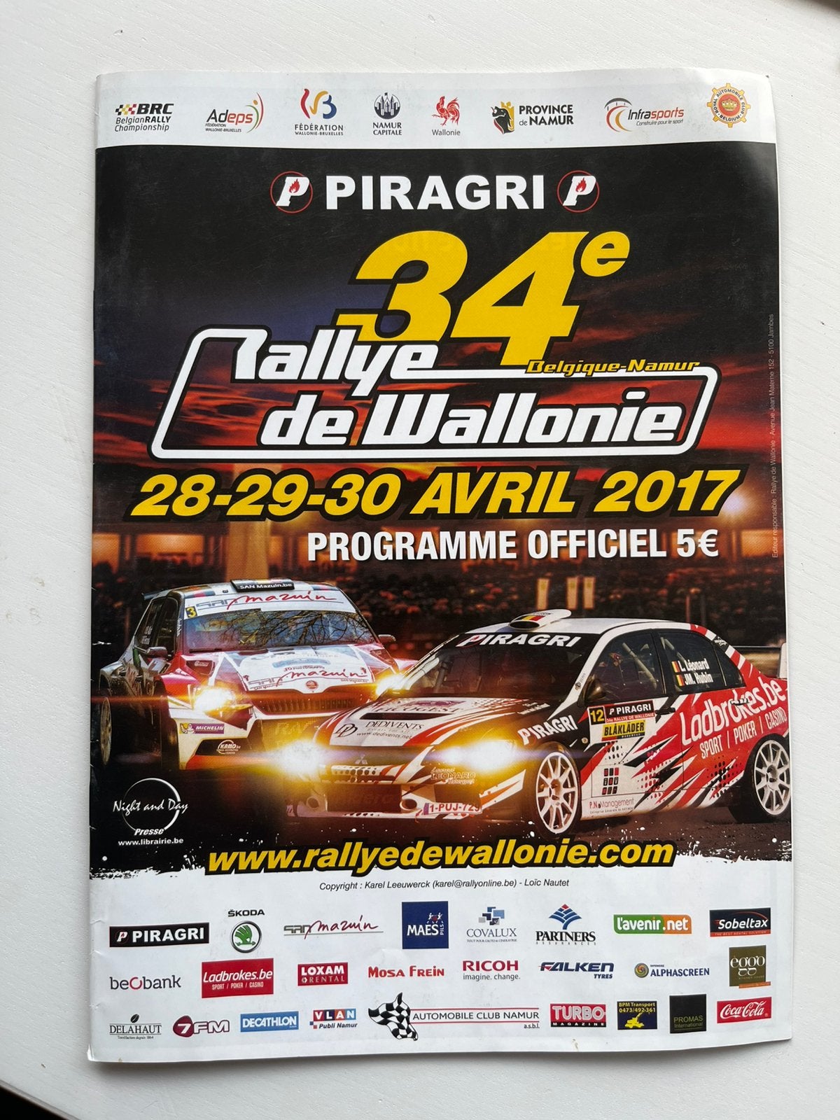 Programme Rallye de Wallonie 2017, Ophalen of Verzenden, Zo goed als nieuw