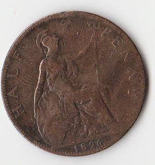 ½ Penny - Victoria 3e portret 1896 Verenigd Koninkrijk, Postzegels en Munten, Ophalen, Overige landen, Losse munt