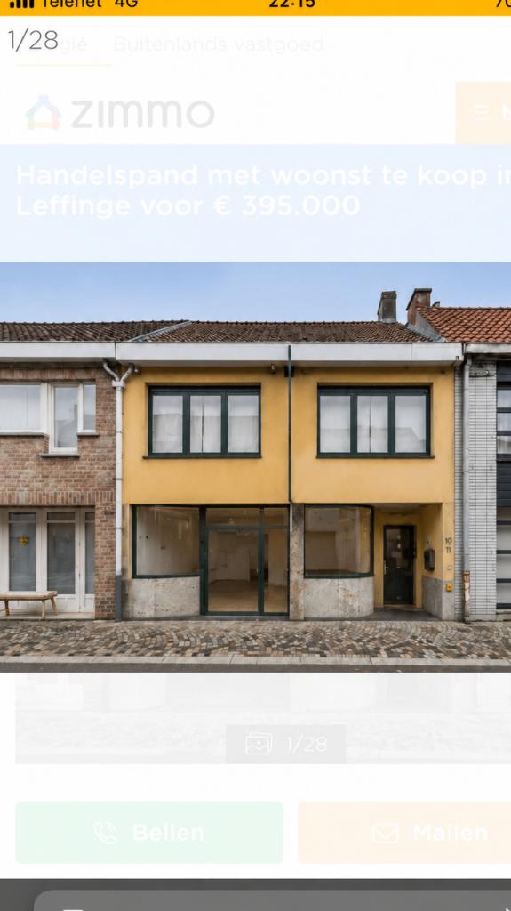 Handelspand met woonst en parking achteraan, Province de Flandre-Occidentale, Habitation avec espace professionnel, Middelkerke