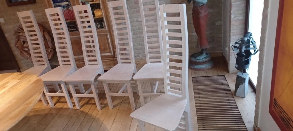 6 chaises en teck, Maison & Meubles, Chaises, Comme neuf, Cinq, Six Chaises ou plus, Bois, Autres couleurs, Enlèvement