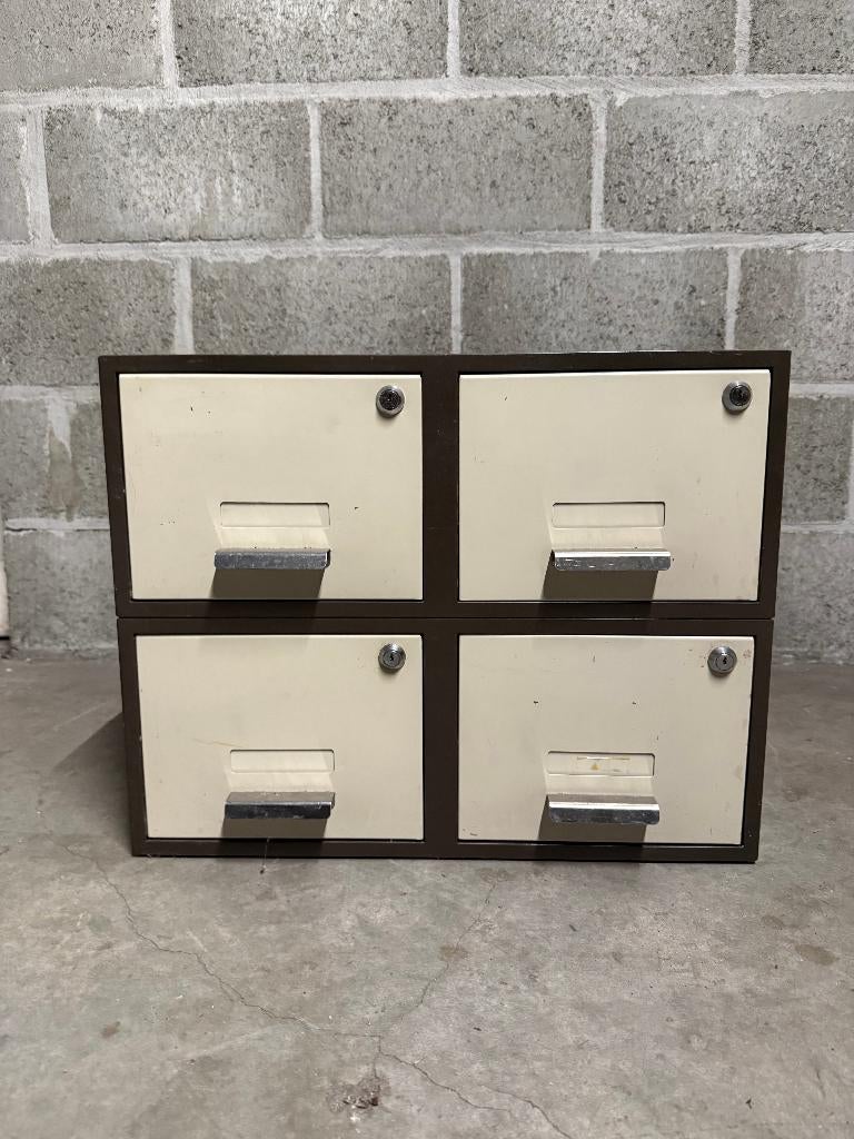 classeur vintage, classeur à 4 tiroirs, 25 à 50 cm, Avec serrure, Moins de 100 cm, Enlèvement
