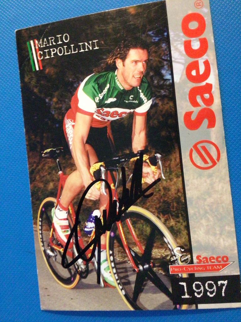 wielerkaart 1997 team saeco mario cipollini signe, Verzenden, Zo goed als nieuw