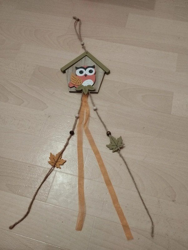 Breloque hibou + maison. En bois, Enlèvement, Bois