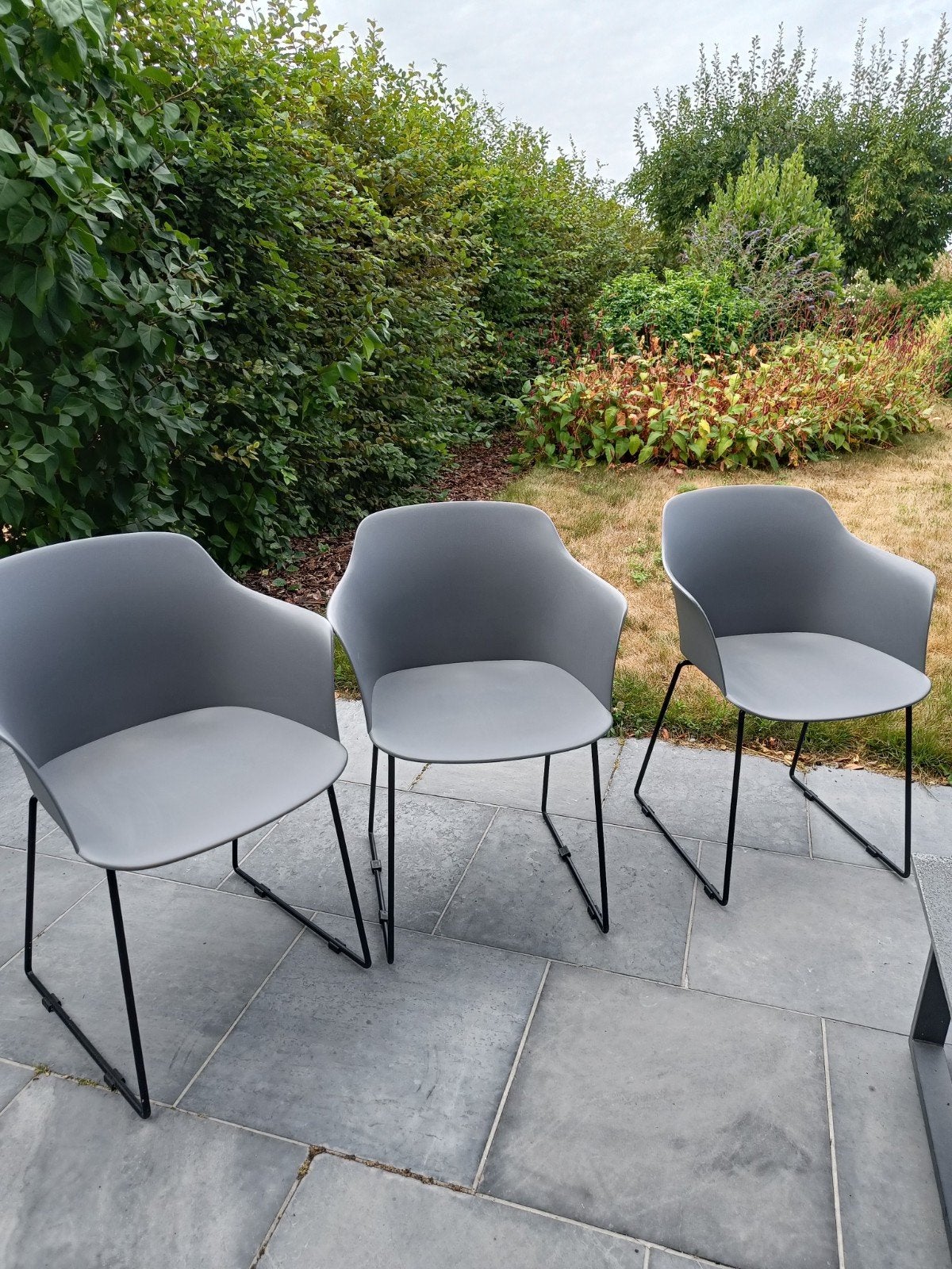 3 chaises de jardin gris+6 coussins de siège+3 chaises de ja, Enlèvement, Utilisé